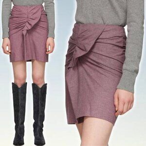 NWT ISABEL MARANT ETOILE Ines Houndstooth Linen Blend Skirt Sz 4 Mauve